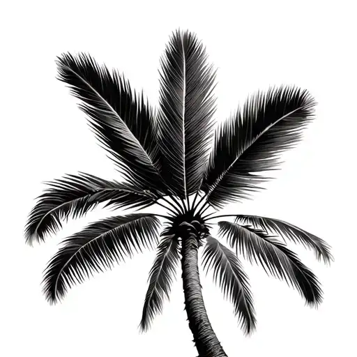 Palm Tree 12 Leaves And Eight Coconut Fruit Stick In The Tree