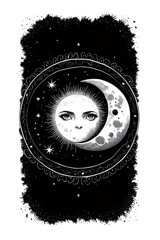 Sun And Moon In A Circle Shape