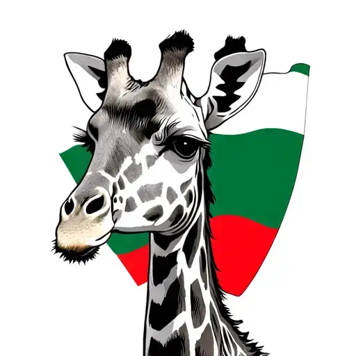 Giraffe With An Italian Flag Waving