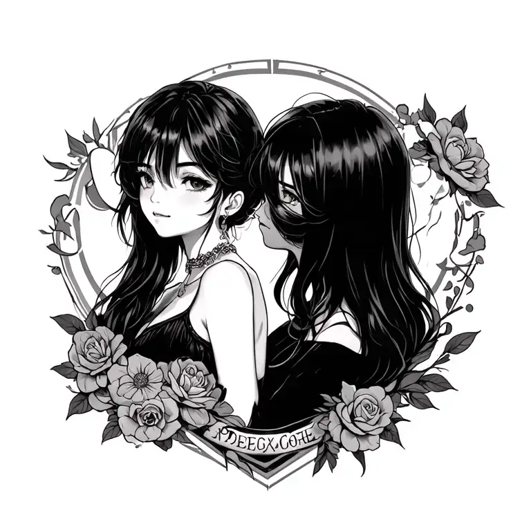 Anime Love Tattoo Design Incooperating One Peace