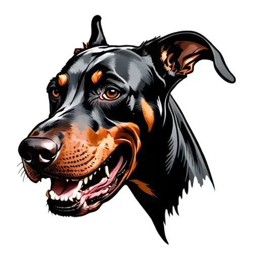Angry Doberman Dog Head Drooling