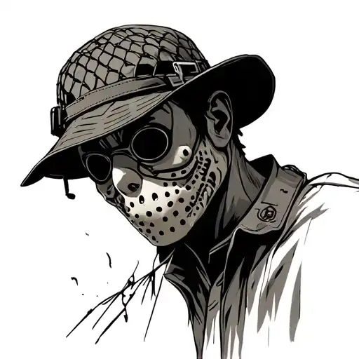 Jason Voohees With Tactical Boonie Hat And Mesh Netting