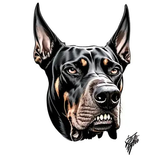 Angry Mad Doberman Dog Head Drooling