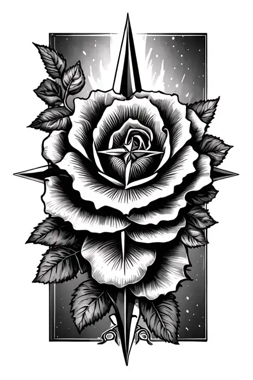 Compass Rose With Rose