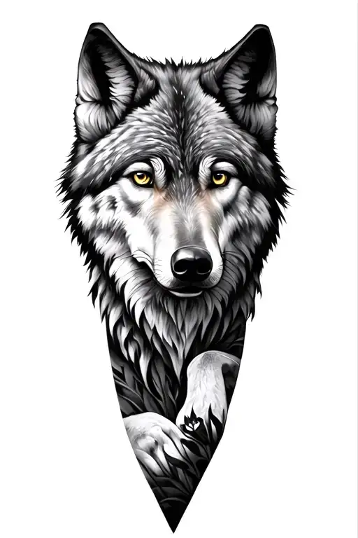 Wolf In Forrest Themed Half Sleeve