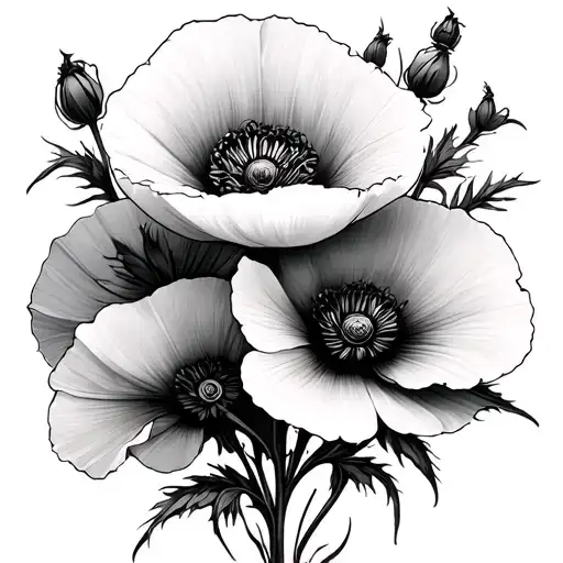 Poppy Flowers Intertwined