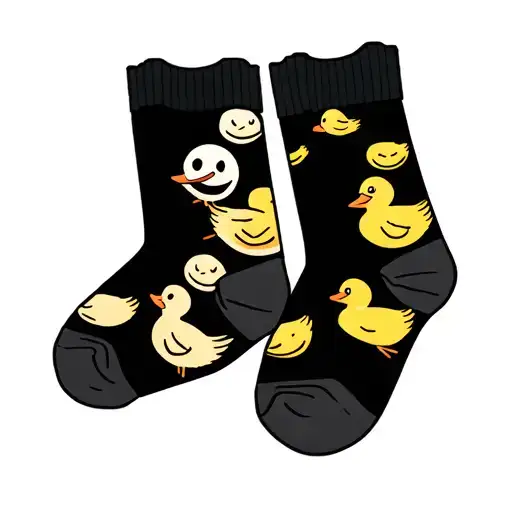 Tattoo Pair Of Socks With A Sock With Smiley And The Other With Ducks Turned In The Same Direction