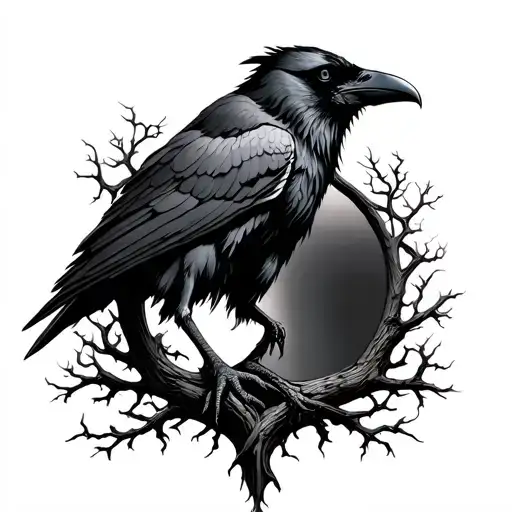 Raven Odin Tree Of Life Intertwined