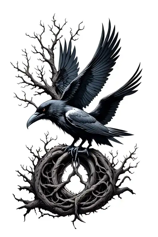 Raven Odin Tree Of Life Intertwined