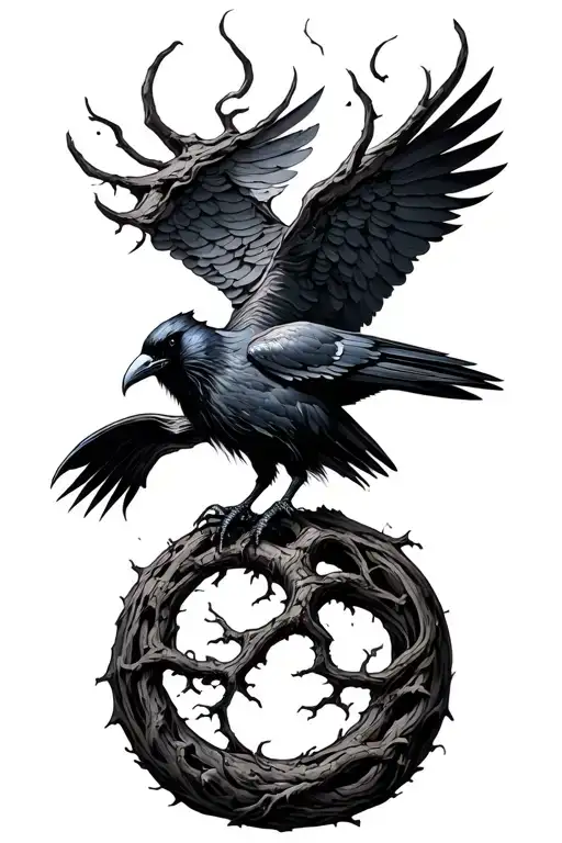 Raven Odin Tree Of Life Intertwined