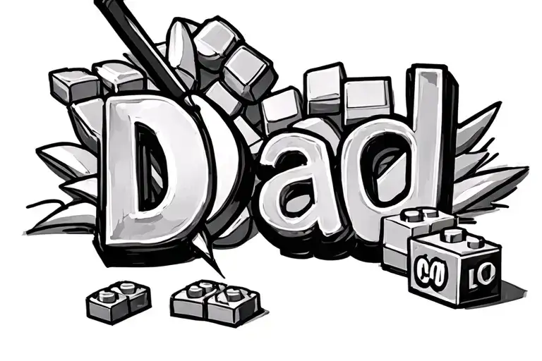 Dad Writing With Lego Bricks