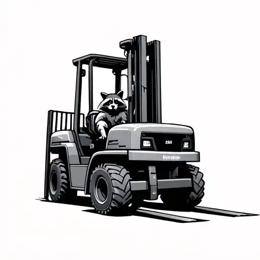 Forklift Driven By A Raccoon