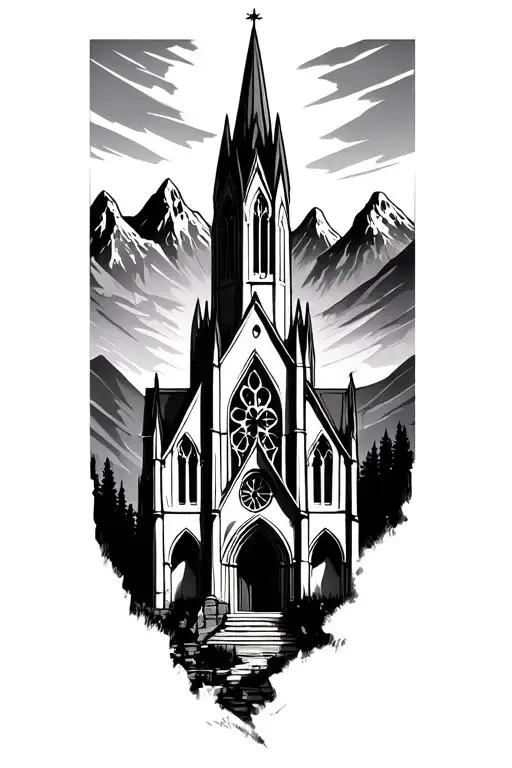 Gothic Cathedral Church In The Mountains