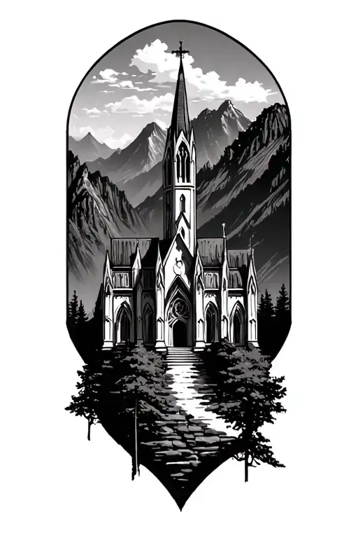 Gothic Cathedral Church In The Mountains
