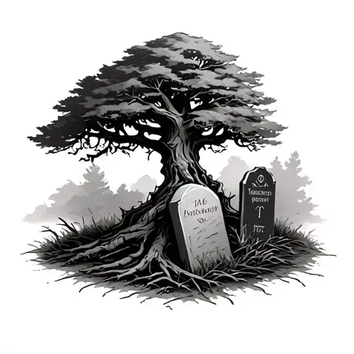 Poison Tree With A Grave Stone In Front