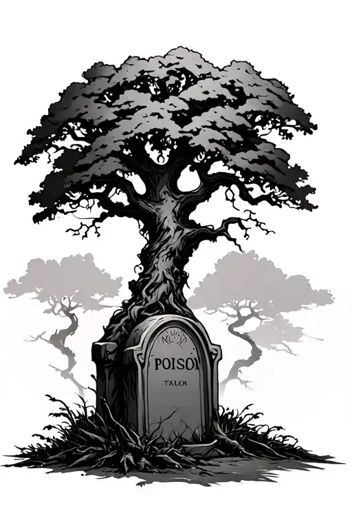 Poison Tree With A Grave Stone In Front