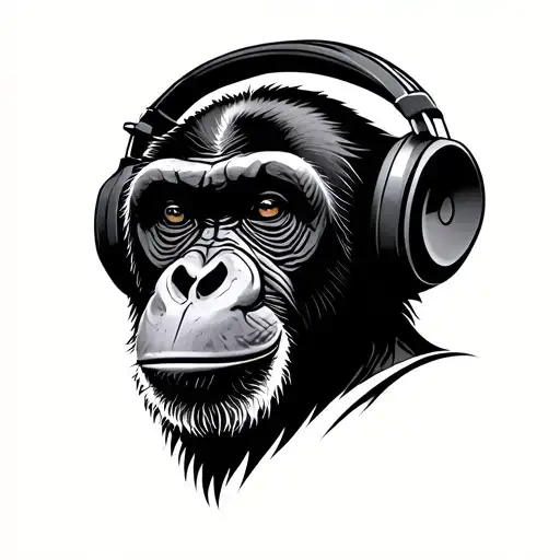 Chimp With Headphones