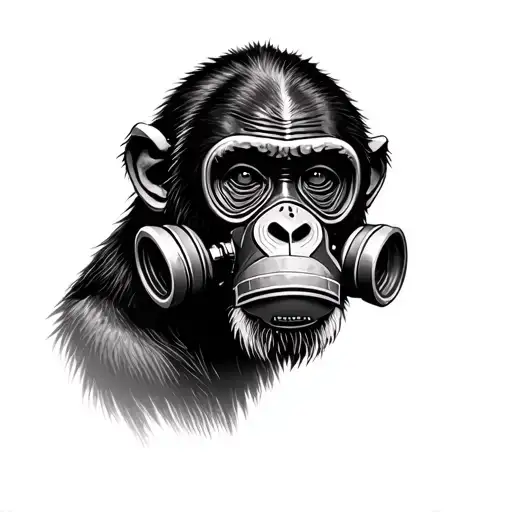 Chimp With Gas Mask On His Face