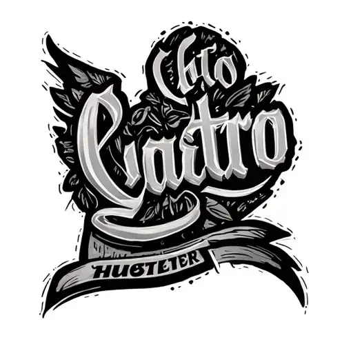 Castro Name With Hustler Font Cursive Tattoo Stencil