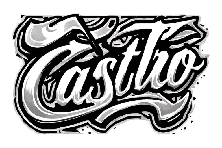 Castro Name With Hustler Font Cursive Tattoo Stencil