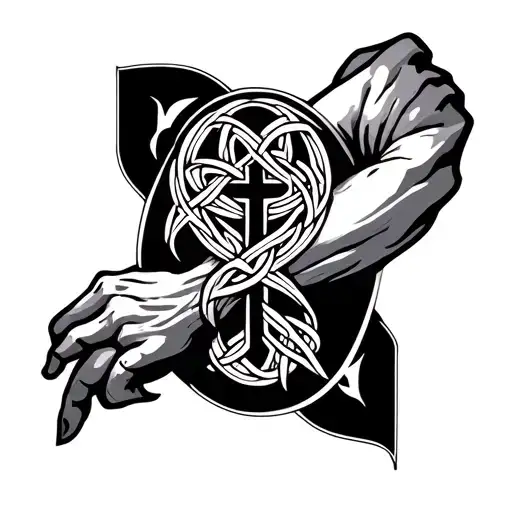 Celtic Knot Around Arm With Cross Underneath