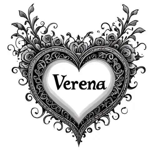 The Name Verena In The Shape Of A Heart With A Filigree Background Going Out To The Sides