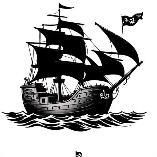 Pirate Ship Sailor Jerry Style