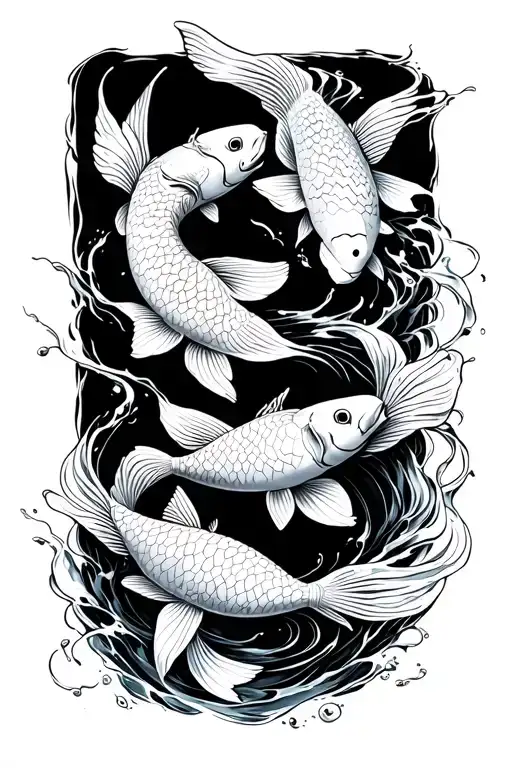 Koi Fish Swimming Upstream