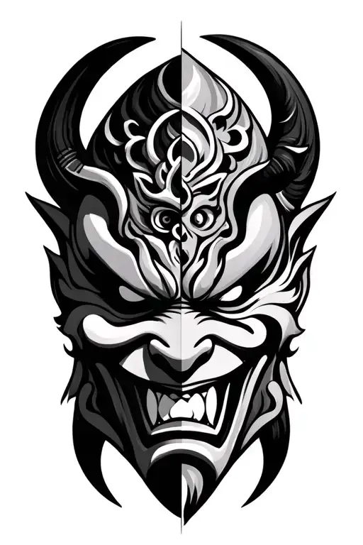 Oni Mask Split In Half