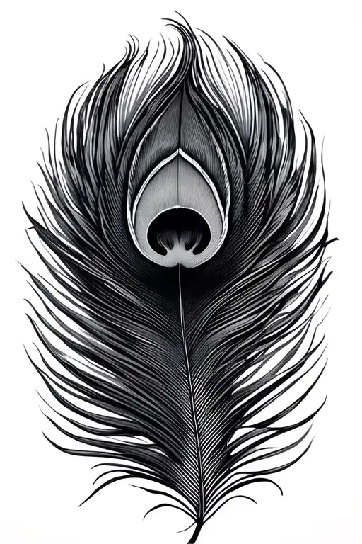 Geometry Shapes With Peacock Feather Intertwined