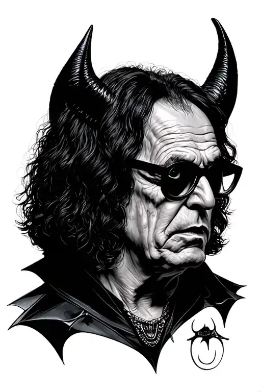 Ozzy Osbourne Head As Bat Head With Black Glasses Surrounded