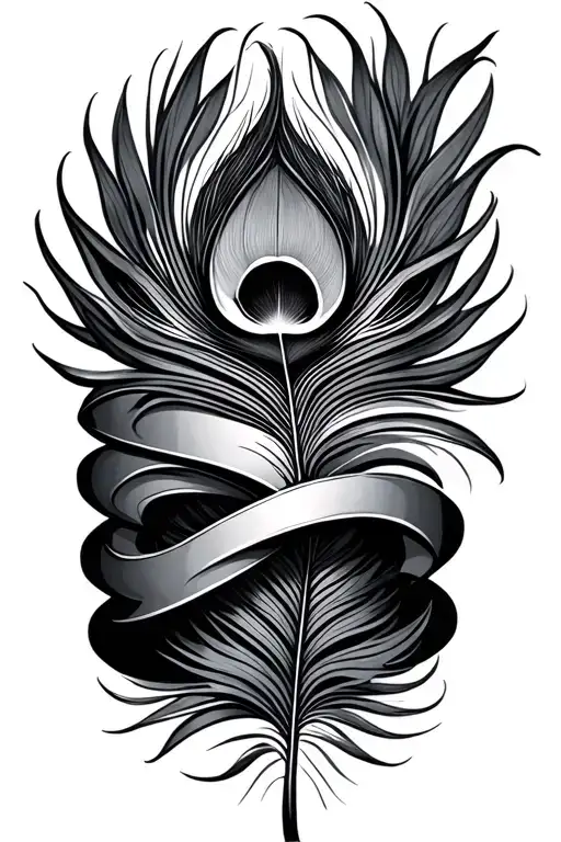 Geometry Shapes With Peacock Feather Intertwined Band