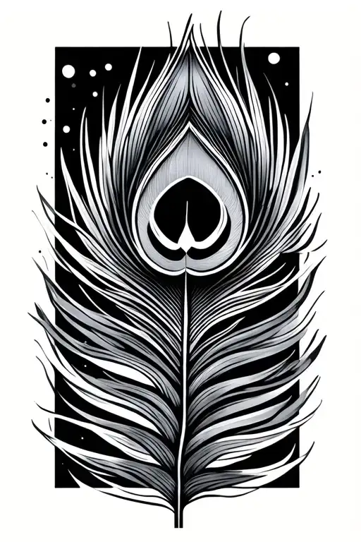 Geometry Shapes Band With Peacock Feather