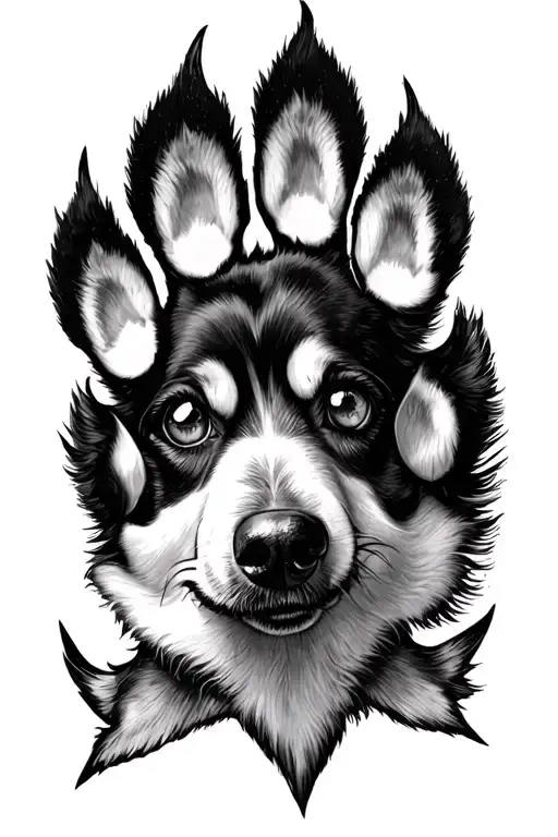 Create A Tattoo With A Dog Paw And Girl Eyes As A Arm Sleeve