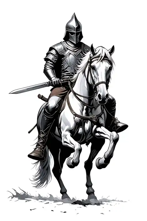 Gothic Knight Holding A Sword On Horseback Realistic