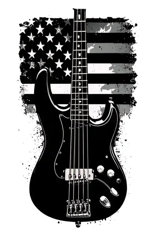 Bass Guitar American Flag