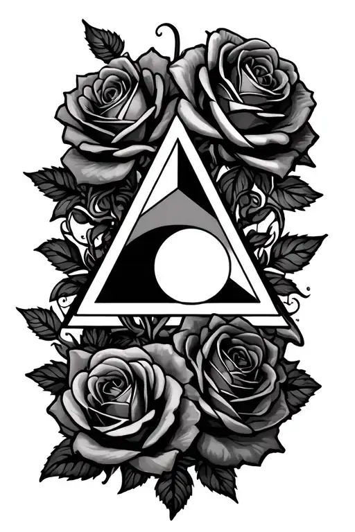 Penrose Triangle And Roses Surrounding