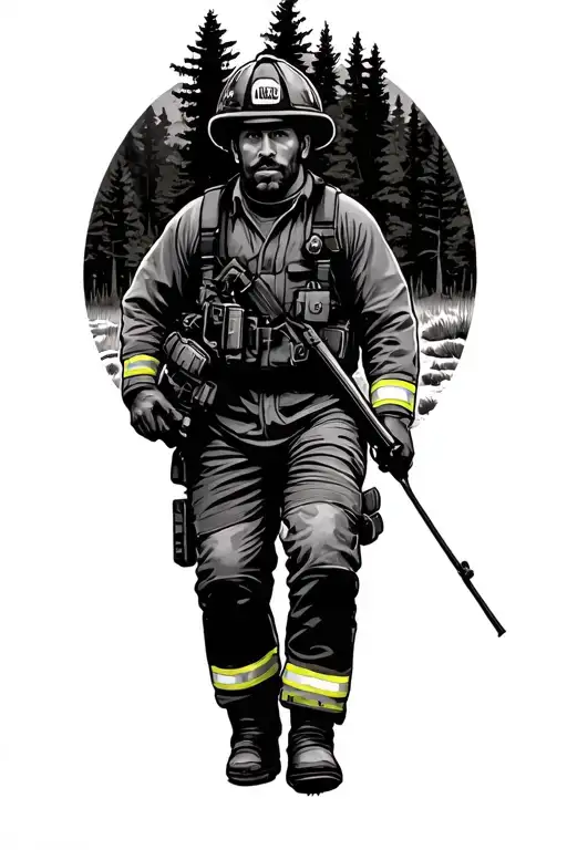 Wildland Firefighterin A Forest Landscape