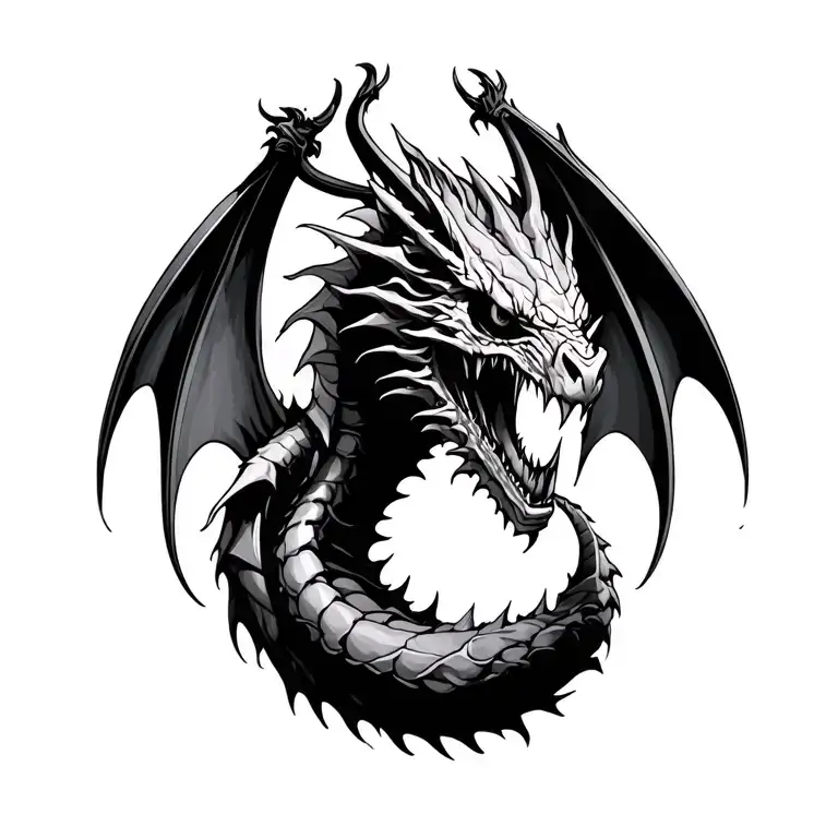 Reaper Dragon Sleeve Tattoo Design