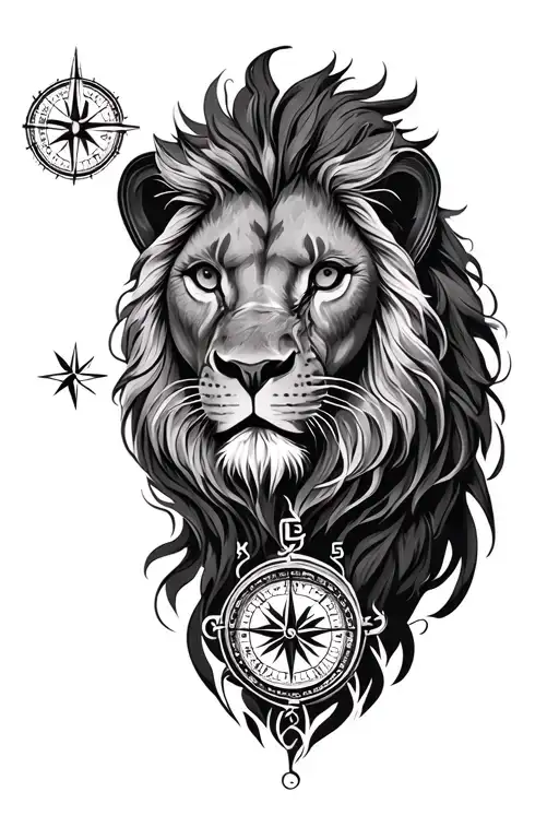 Compass And Lion Head