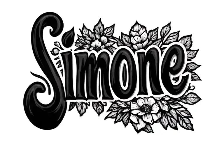 Simple Lettering Of The Name Simone Without Background Black