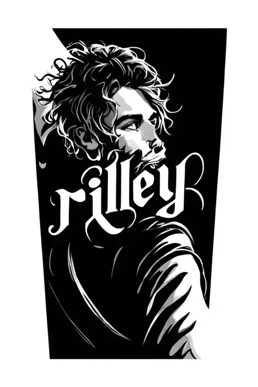 The Name Riley Printed Down The Back Of The Forearm Very Detailed