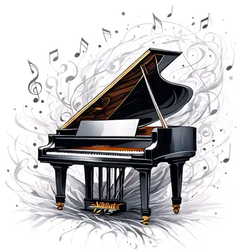 Piano With Notes Flowing