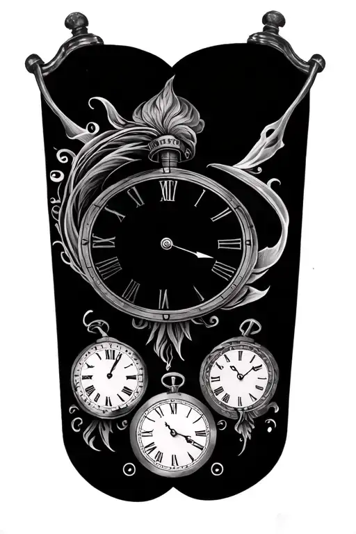 Three Clocks On The Forearm Half Sleeve
