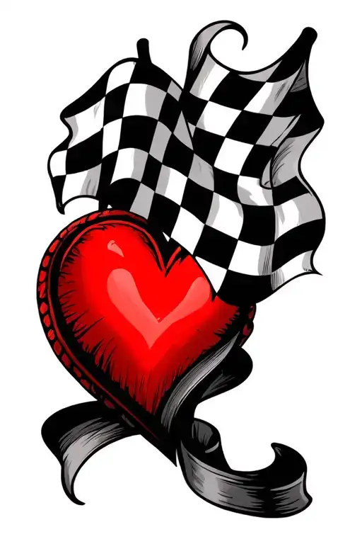 Chequered Flag Heart Intertwined