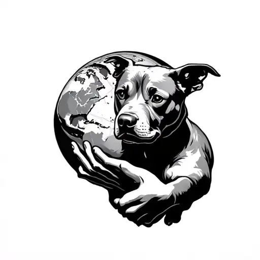 Atlas God As A Dog Holding Up The World