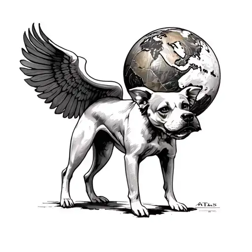 Atlas God As A Dog With Globe In His Back