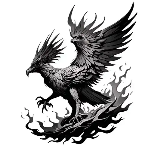Phoenix Rising From Ashes And Flames Symbolizing Rebirth