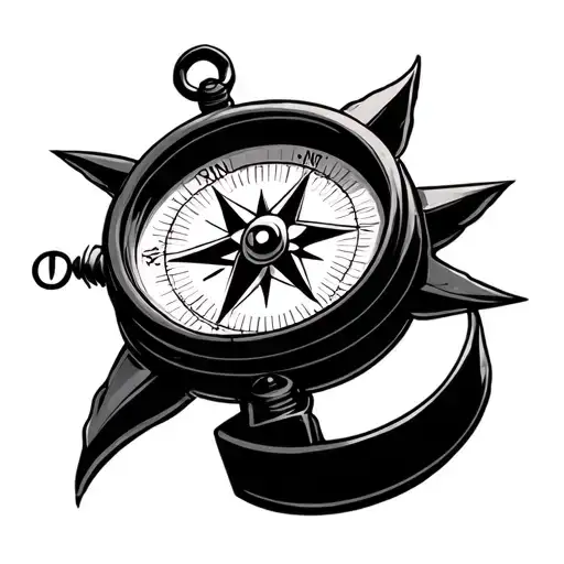 A Nautical Compass With An Elegant Design With The Needle Pointing North