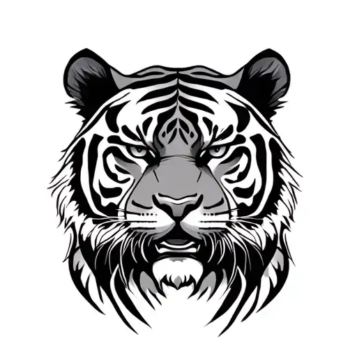 Sak Yant Tatto With Head Of Tiger